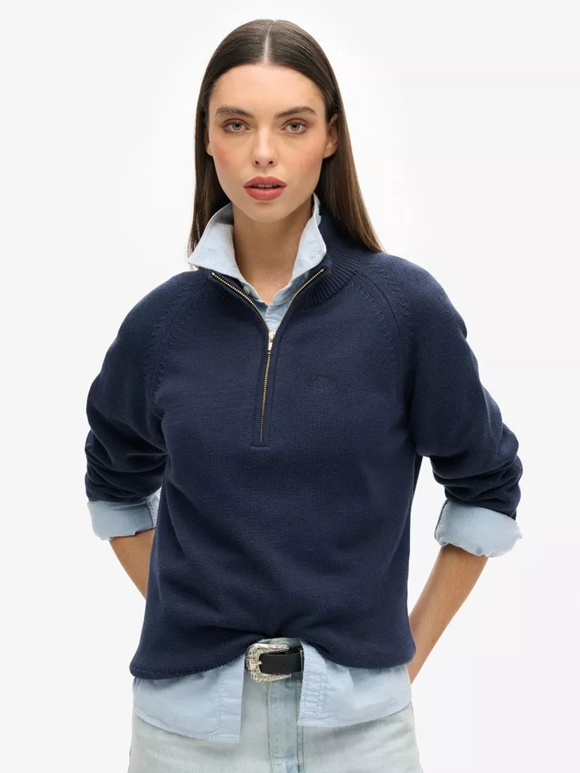 Superdry Classic Cotton Knit Half Zip Jumper | John Lewis (UK)