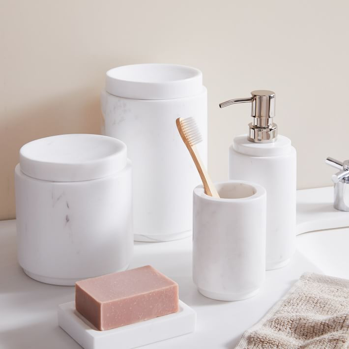 White Marbled Bath Accessories | West Elm (US)