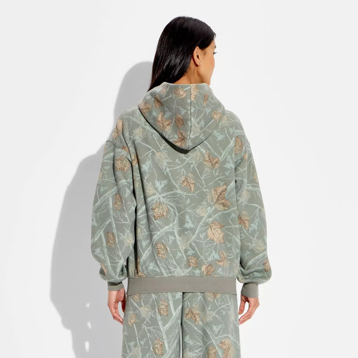 Women's Fleece Hoodie - Wild Fable™ Assorted Greens Camo S | Target