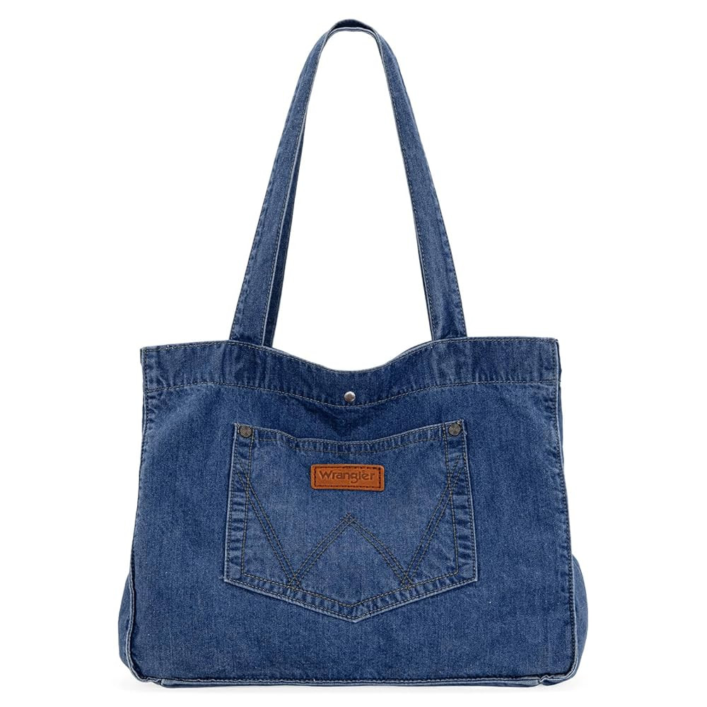 Montana West Wrangler Tote Bag for Women Large Denim Purses for Work Travel | Amazon (US)