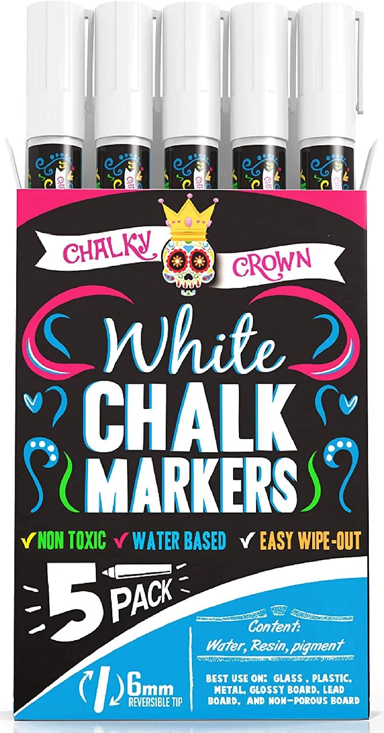 Liquid Chalk Marker Pen - White Dry Erase Marker - Chalk Markers for Chalkboard Signs, Windows, B... | Walmart (US)
