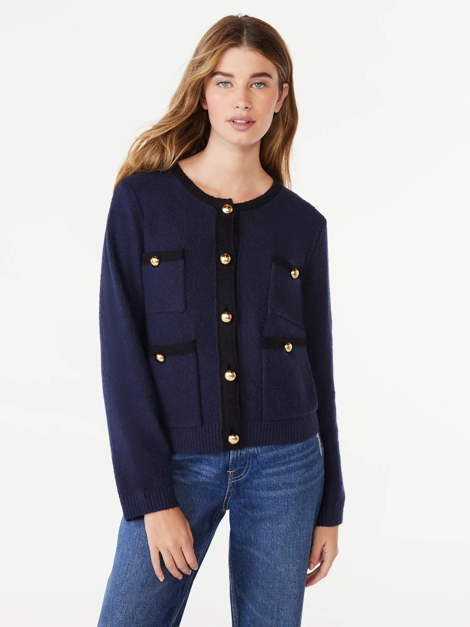 Free Assembly Women's Patch Pocket Cardigan Sweater, Midweight, Sizes XS-XXL | Walmart (US)