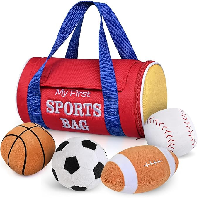 KMUYSL Baby Toys 0-12 Months, My First Sports Bag Plush Toy - 4 Sensory Balls Soft Toys with Crin... | Amazon (US)