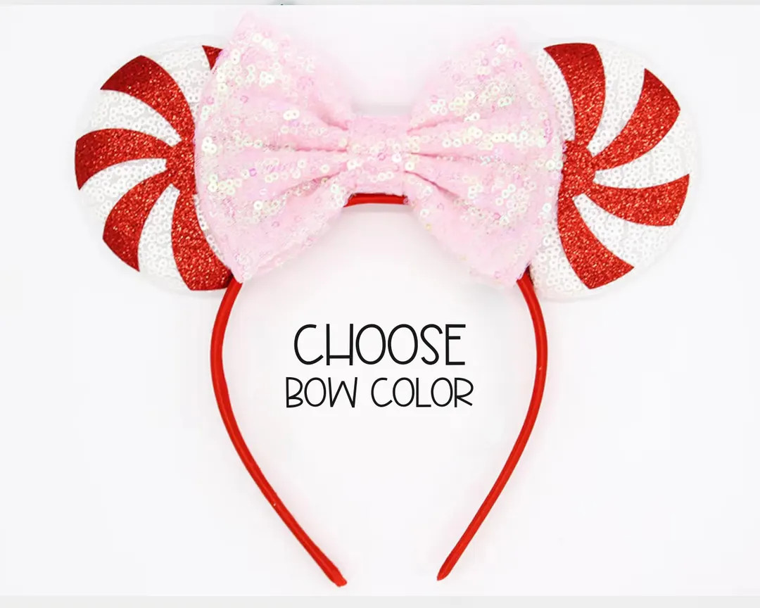 Peppermint Swirl Mouse Ears Headband | Red Swirl Mouse Ears | Candy Swirl Mouse Ears | Christmas ... | Etsy (US)