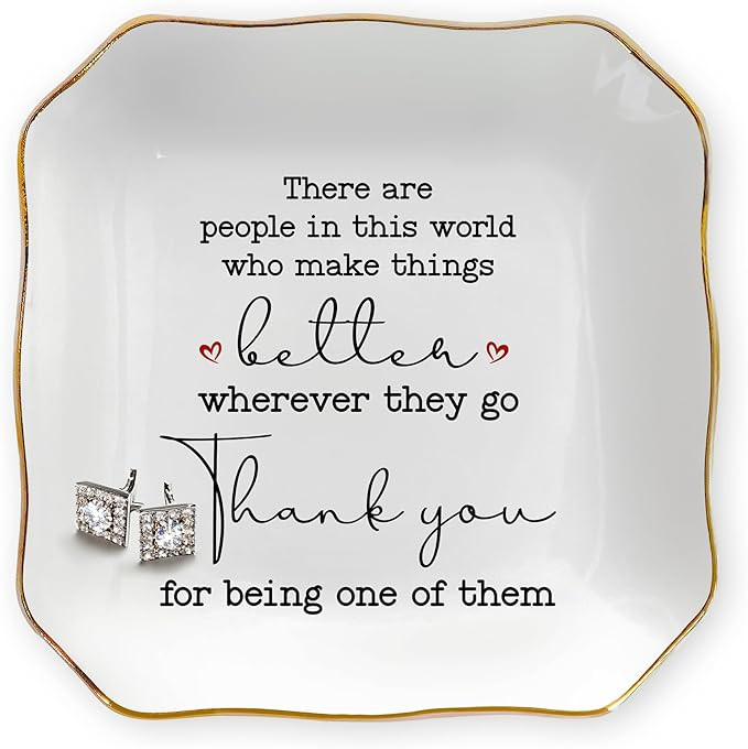 OASSIE Thank You Gifts for Women - 4"x4" Ceramic Jewelry Dish Tray - Teachers Day Nurse Week Birt... | Amazon (US)