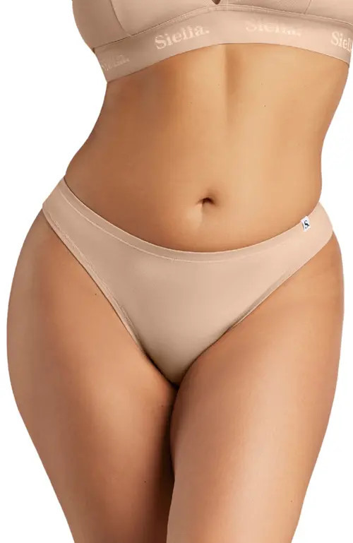 Siella Organic Cotton Thong in Beach Beige at Nordstrom, Size X-Large | Nordstrom
