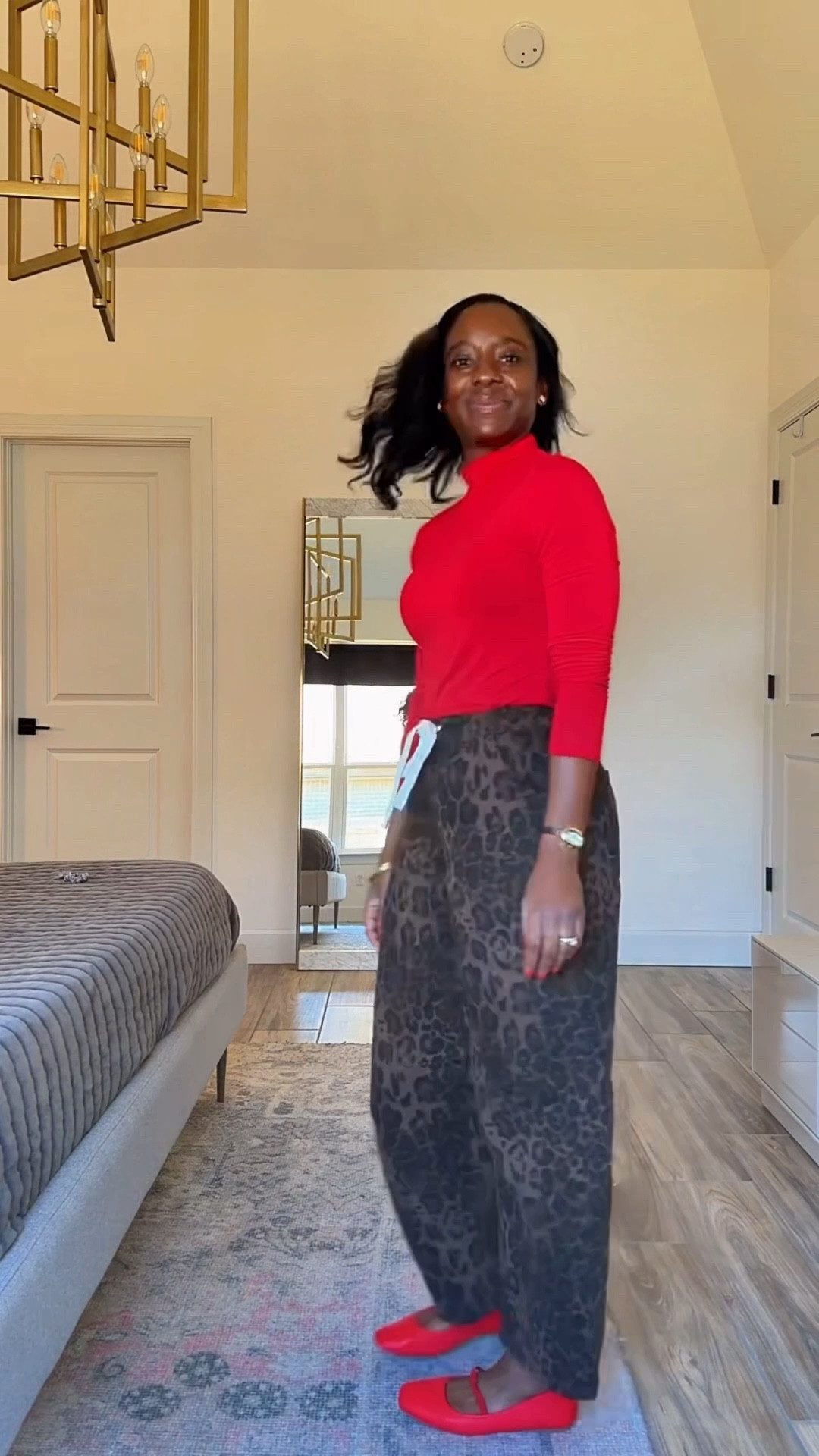 Leopard print pants, bodysuit, errands in the go mom fit, pop of color, 

#LTKmomlife #LTKvlog #LTKOver40