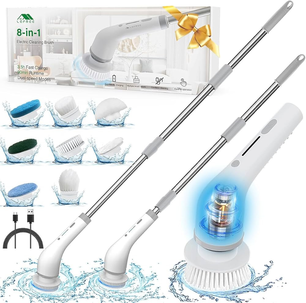 Lefree Electric Spin Scrubber, Cordless Cleaning Brush with 8 Replaceable Brush Heads. 2 Speeds P... | Amazon (US)