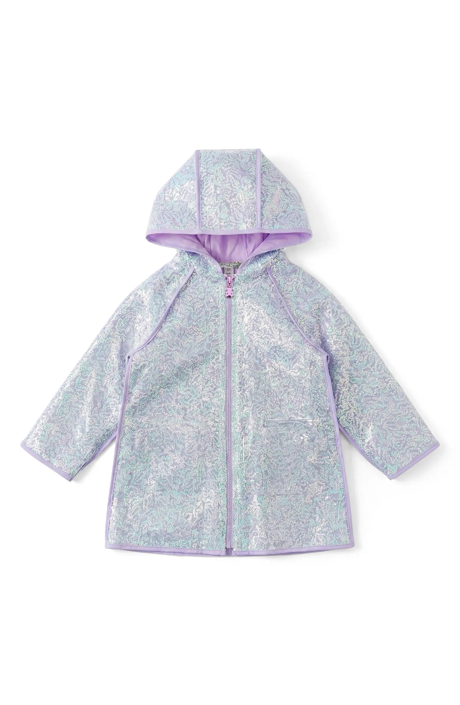 Kids' Kyla Sequin Hooded Rain Jacket | Nordstrom