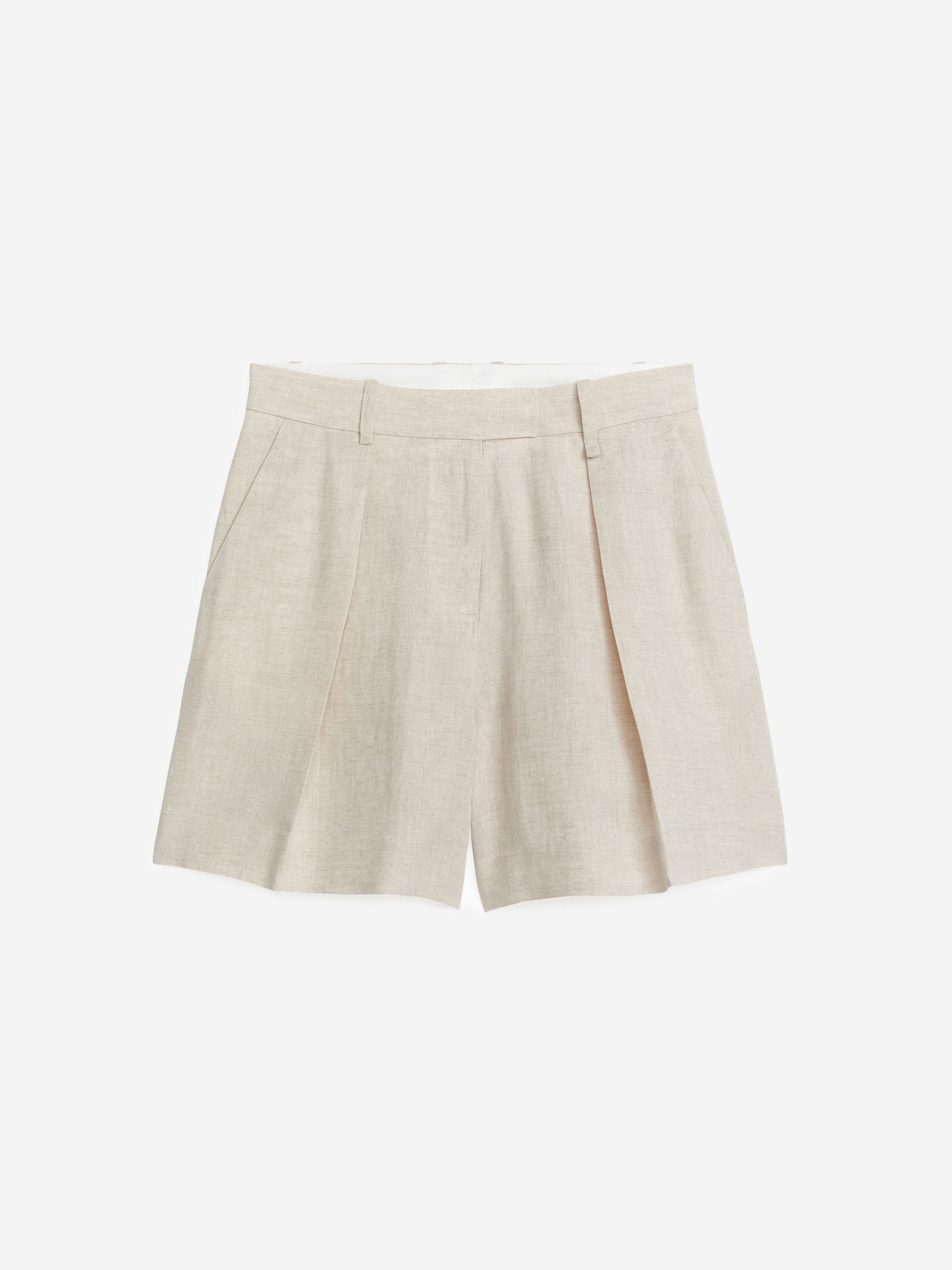 High Waist Linen Shorts – Beige – Women – ARKET GB | Arket UK