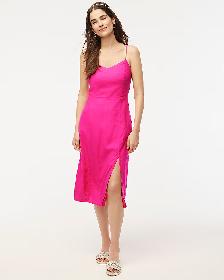 Linen-blend slip midi dress | J.Crew Factory