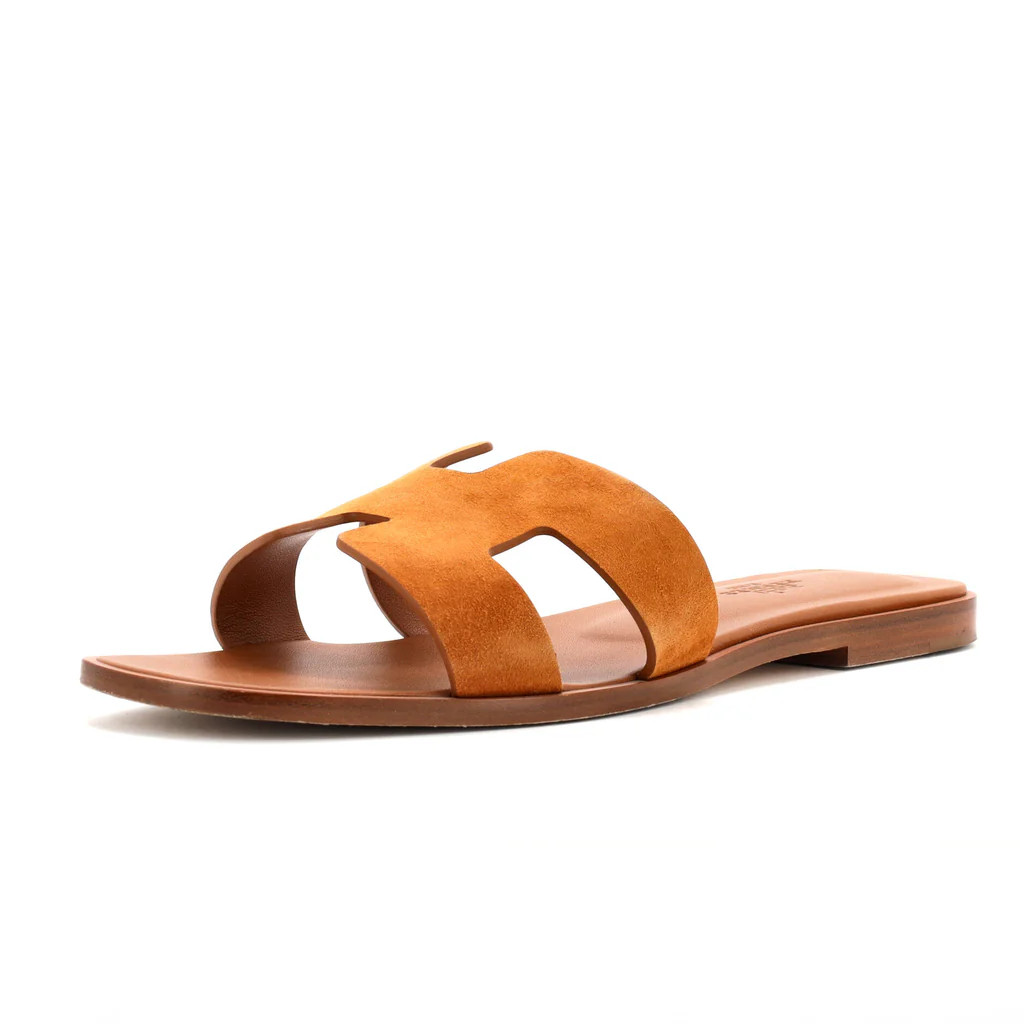 Hermes Women's Oran Sandals Suede Brown 3438591 | Rebag
