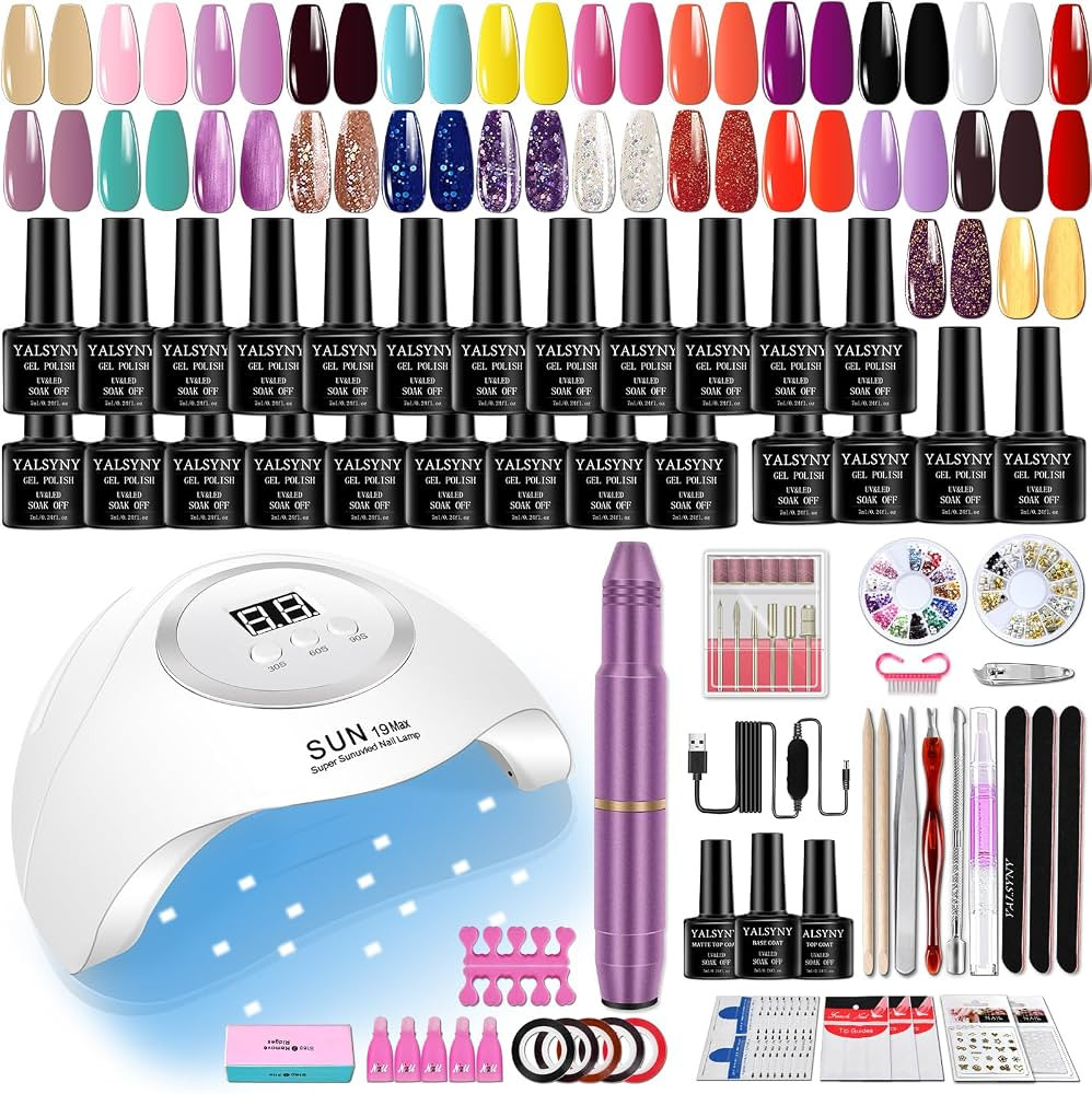 Gel Nail Polish Kit,With UV LED Nail Dryer,Electric nail drill kit,Nail Tools DIY Home | Amazon (US)