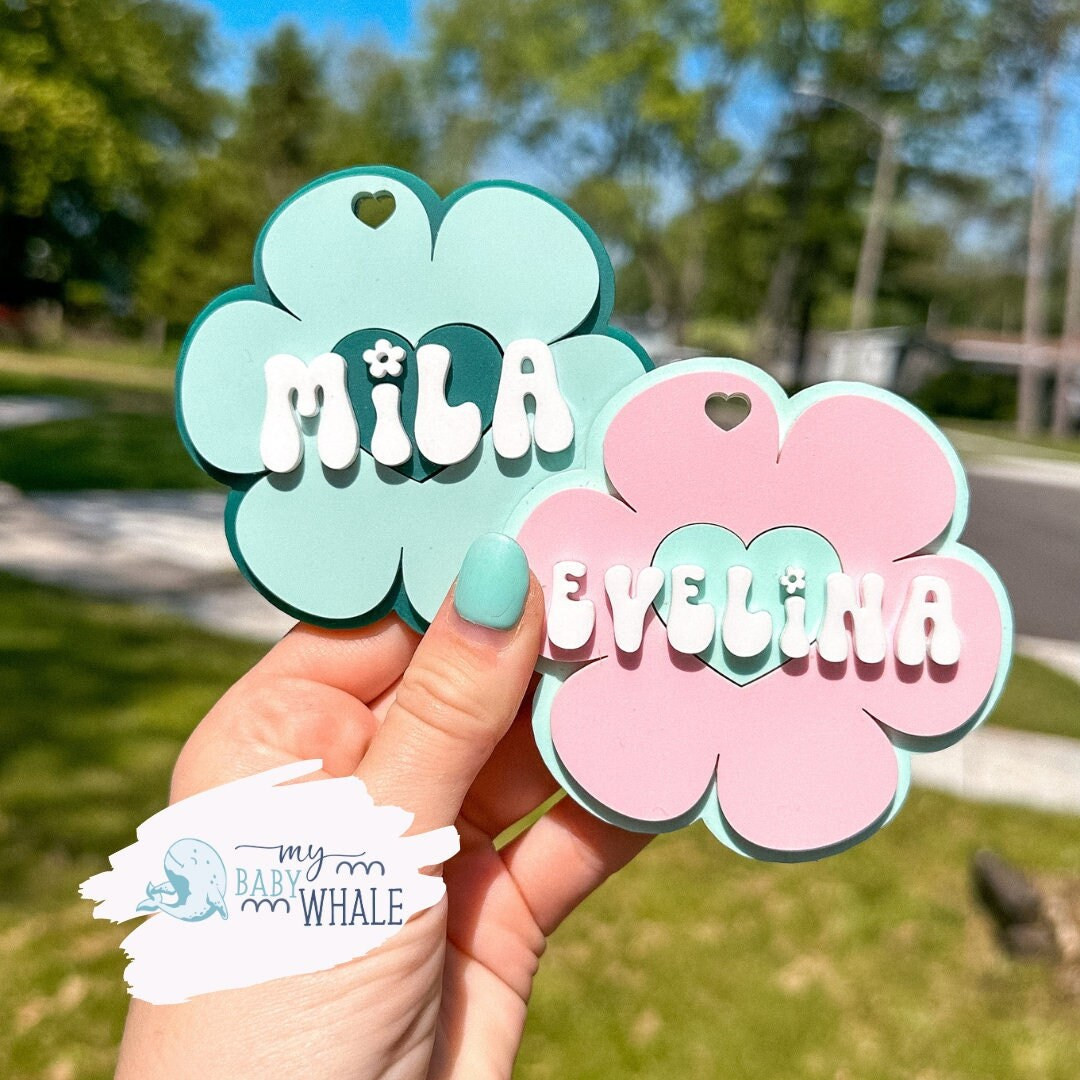 Daisy Custom Bag Tag | Bogg Bag Charm| Acrylic Keychain| Groovy Letter Charm | Backpack Name Tag|... | Etsy (US)