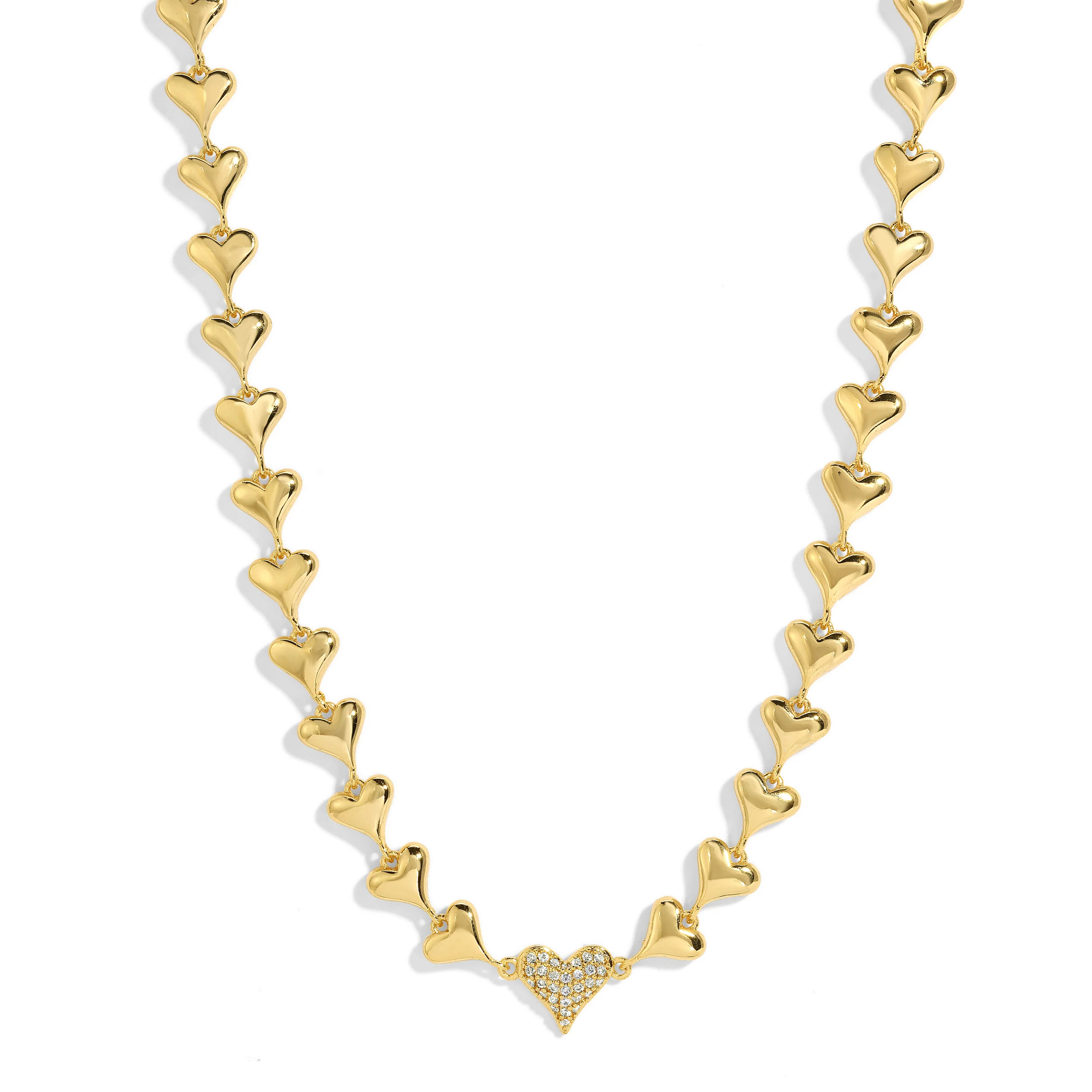 Mariah Pave Heart Necklace - Gold | Joy Dravecky
