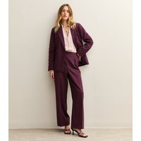 Women's Burgundy Pull On Wide Leg Trousers New Look | New Look (UK)