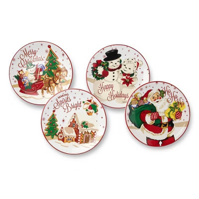 Certified International (Set of 4) 9" Santa's Retro Christmas Dessert Plates | Target