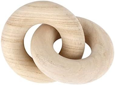 Natural Wood Knot Décor Accent 2-Link Chain Object | Modern for Bookshelf Shelf Coffee Table | H... | Amazon (US)