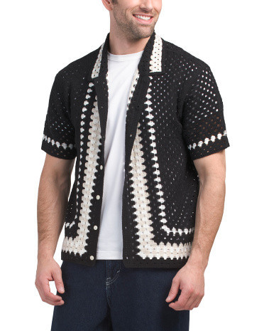 Crochet Button Down Sweater For Men | TJ Maxx