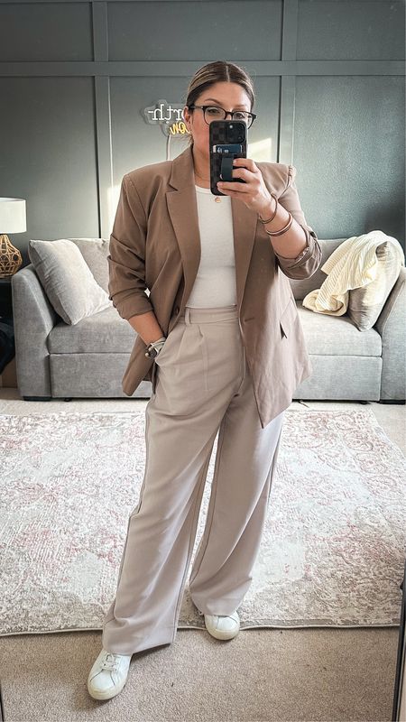 Today’s teaching outfit. Open Exit blazer (L), Target tank (L), A&F Sloane pants in light taupe (32), Veja sneakers  

#LTKover40 #LTKmidsize #LTKstyletip