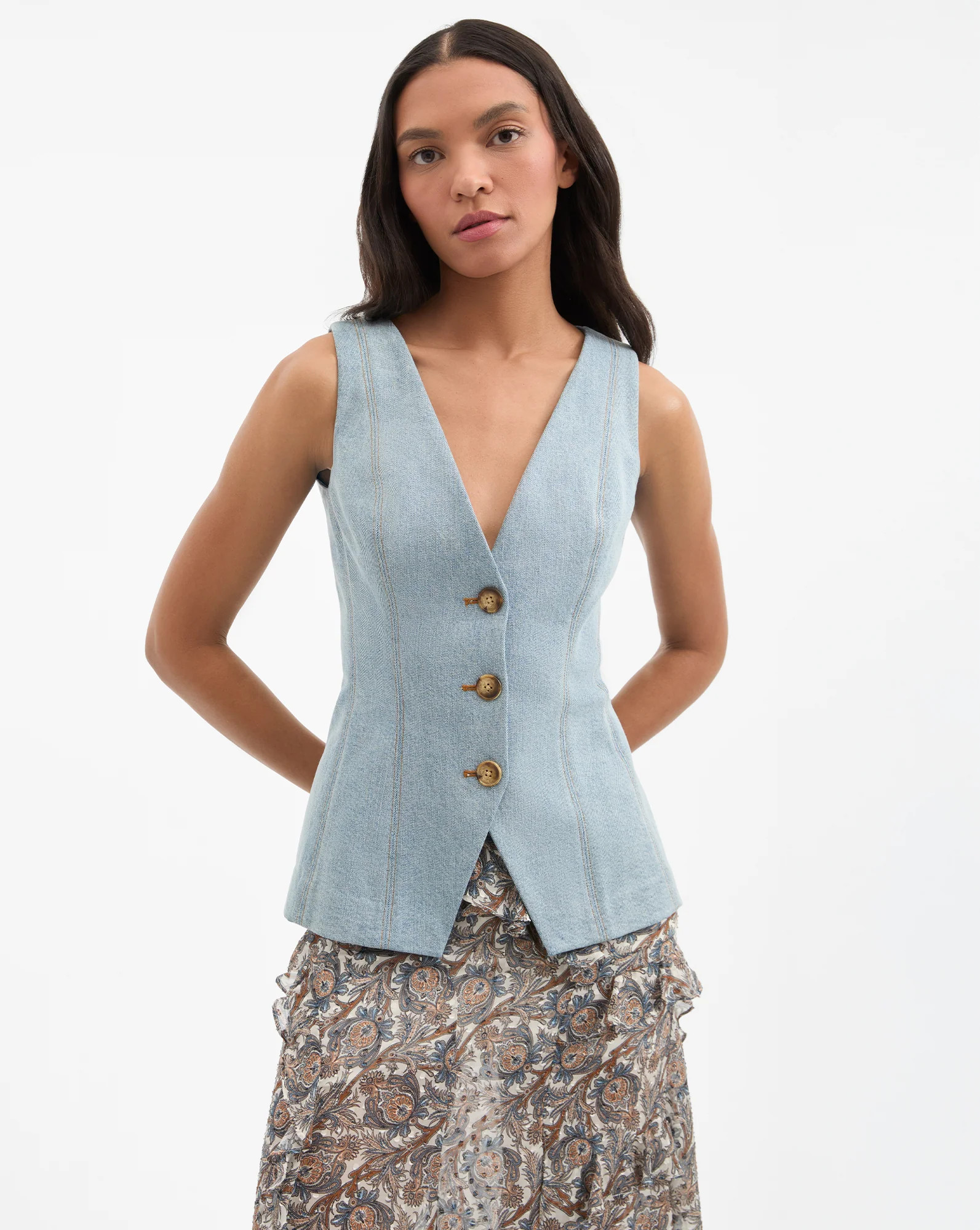 Avalina Denim Vest | Veronica Beard