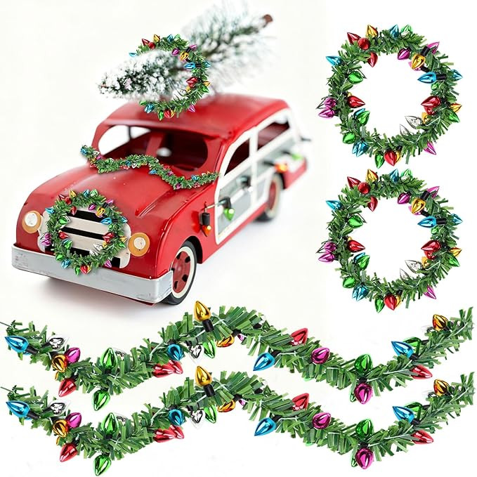 Augshy 20Pcs Dollhouse Miniature Christmas Decorations, Holiday Garland with Fake String Lights M... | Amazon (US)