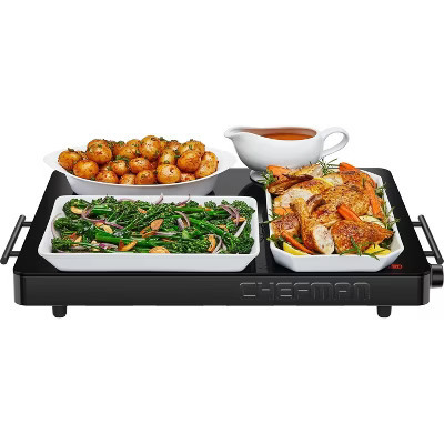 Chefman Electric Warming Tray w/ Adjustable Temperature Control, 21” x 16” Glass-Top Surface – Black | Target