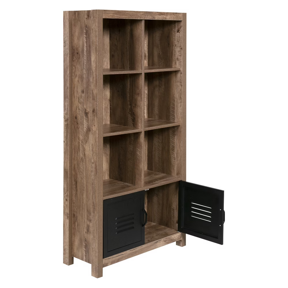 59.45"" Norwood Range Bookshelf Wood And Black Metal Oak - OneSpace | Target