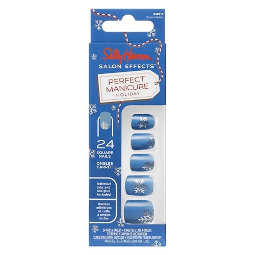 Sally Hansen Salon Effects Perfect Manicure Press-On Nails | Easy to Apply, Non-Damaging | 24 Nails, Adhesive Tabs, File & Alcohol Pad Included | Holiday - Snow-mance | Amazon (US)