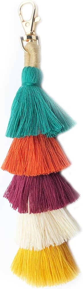 Unpafcxddyig Boho Pom Pom Tassel Keychain Colorful Ball Key Chain Pendant Car Bag Charm | Amazon (US)
