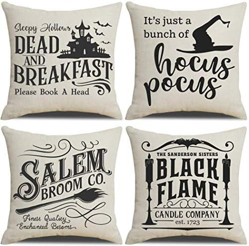 PSDWETS Halloween Decor Throw Pillow Covers Set of 4 Halloween Decorations Hocus Pocus Farmhouse Say | Amazon (US)