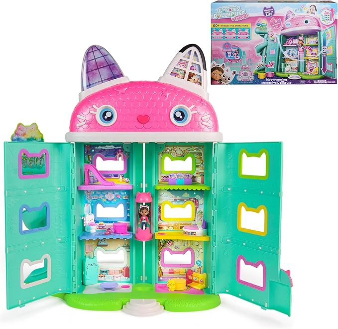 Gabby's Dollhouse: The Movie, Meow-Mazing Interactive Dollhouse, 7 Rooms, LCD Screen Eyes, Figure... | Amazon (US)