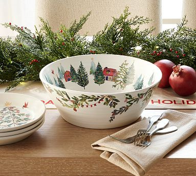 Christmas in the Country Stoneware Serving Bowl | Pottery Barn (US)
