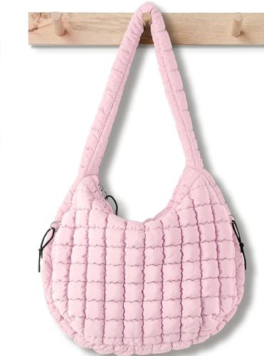 Puffer Tote Bag for Women Large Quilted Crossbody Bag Quilted Carryall Bag Soft Puffy Hobo Handbags Puff Purse Shoulder Bag | Amazon (US)