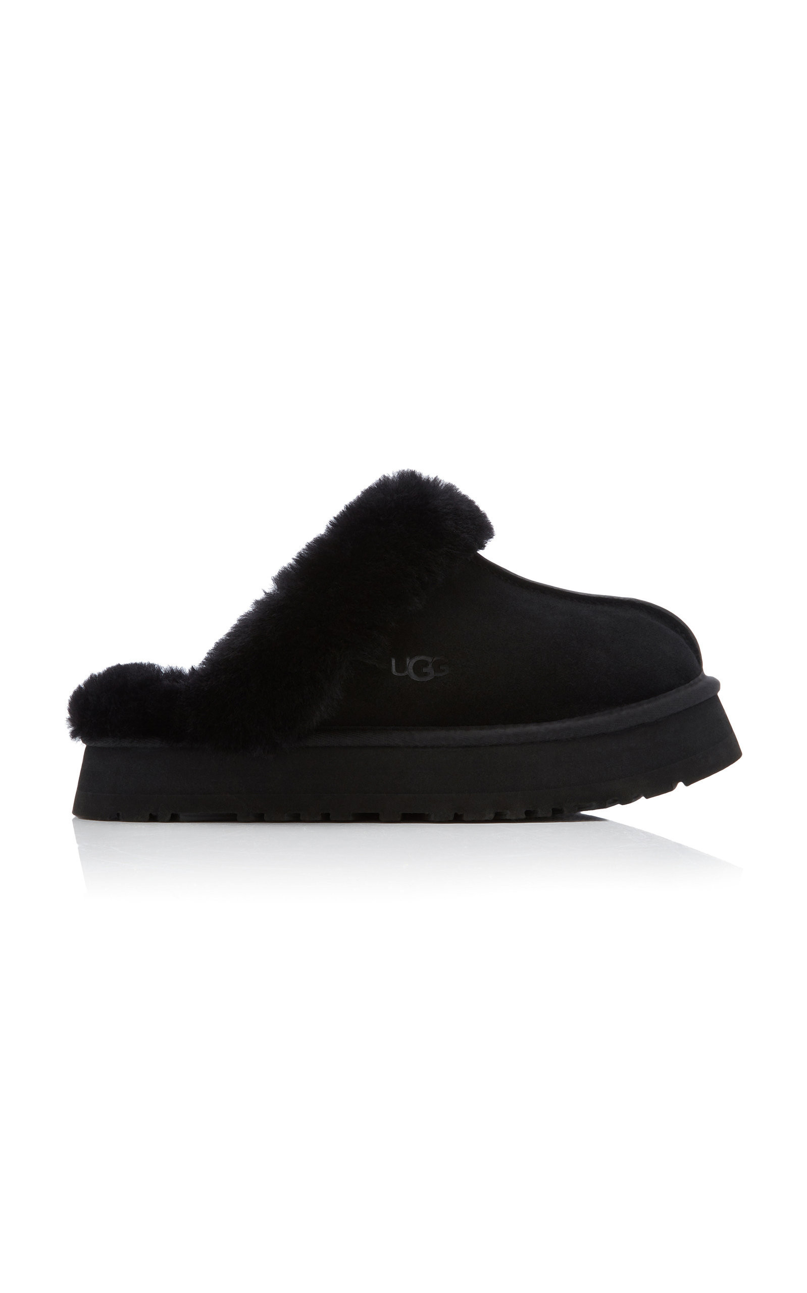 UGG - Disquette Sheepskin Platform Slippers - Black - US 7 - Moda Operandi | Moda Operandi (Global)