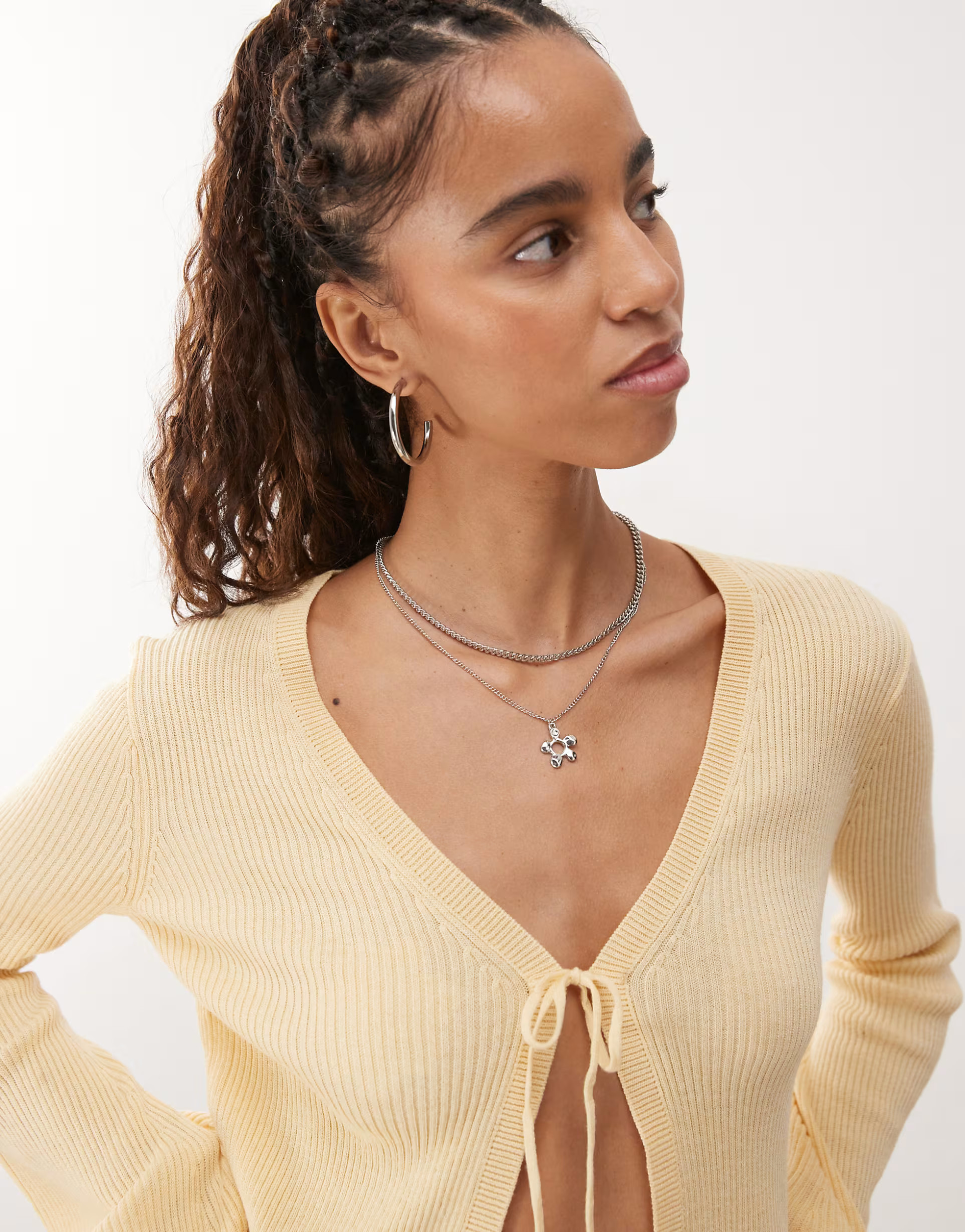 Monki light weight cardigan with front tie in butter yellow  | ASOS | ASOS (Global)