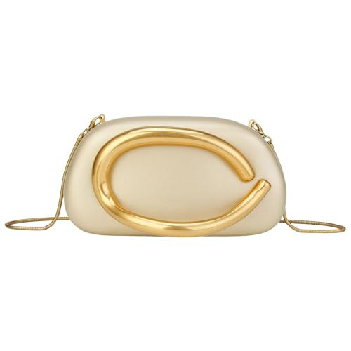 PU Leather Women's Evening Handbags Chocolates Clutch Purse for Women with Chain Crossbody Metal Decoration Shoulder Bag (Golden) | Amazon (US)