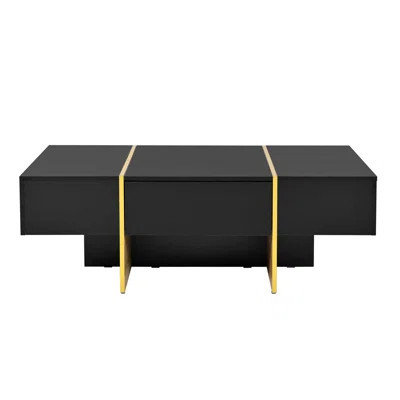 47.2'' X 31.4'' Minimalist High Gloss Coffee Table With 2 Drawers, Multi-Storage Rectangle Sofa Table For Modern Living Room | Wayfair North America