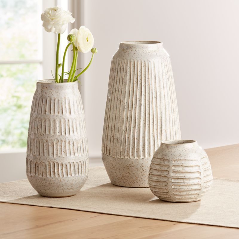Mara Cream Vase Large | Crate & Barrel