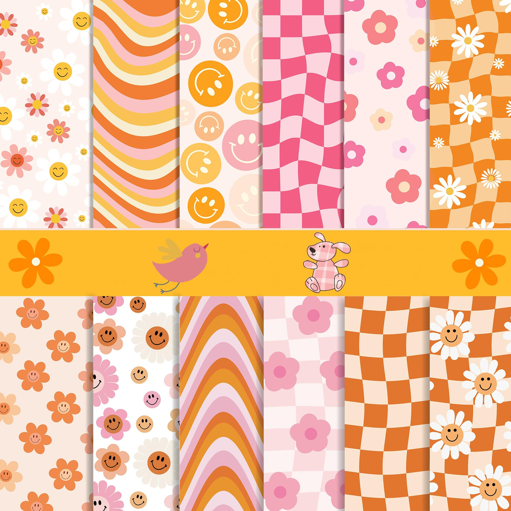 VIVIQUEN 24 Sheets Little Orange Daisy Double-Sided Scrapbook Paper 30x30cm Flower Craft Paper Fo... | Amazon (US)