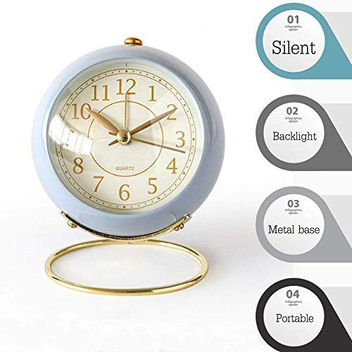 JUSTUP Small Table Clocks, Classic Non-Ticking Tabletop Alarm Clock Battery Operated Desk Clock with | Amazon (US)