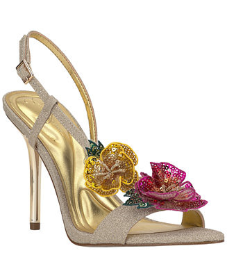 Women's Nivory Sequin Flowers Stiletto Sandals | Macy's