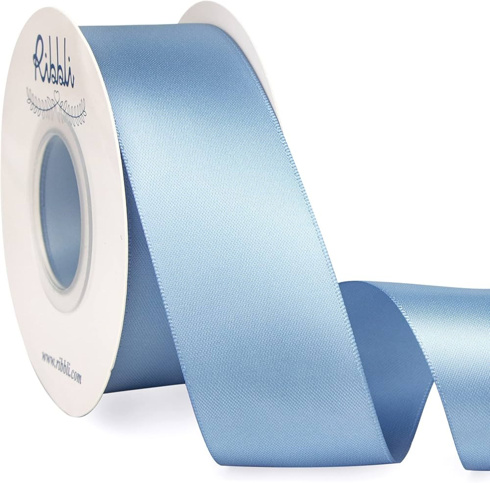 Ribbli Dusty Blue Satin Ribbon,Double Faced Satin 1-1/2 inch x Continuous 25 Yards,Use for Bows B... | Amazon (US)
