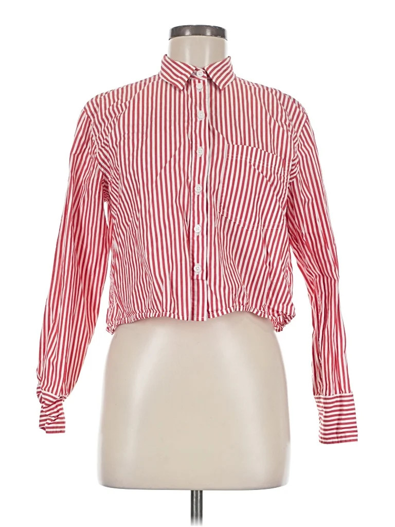 J.Crew 100% Cotton Stripes Red Long Sleeve Button-Down Shirt Size 6 - 76% off | ThredUp (US)