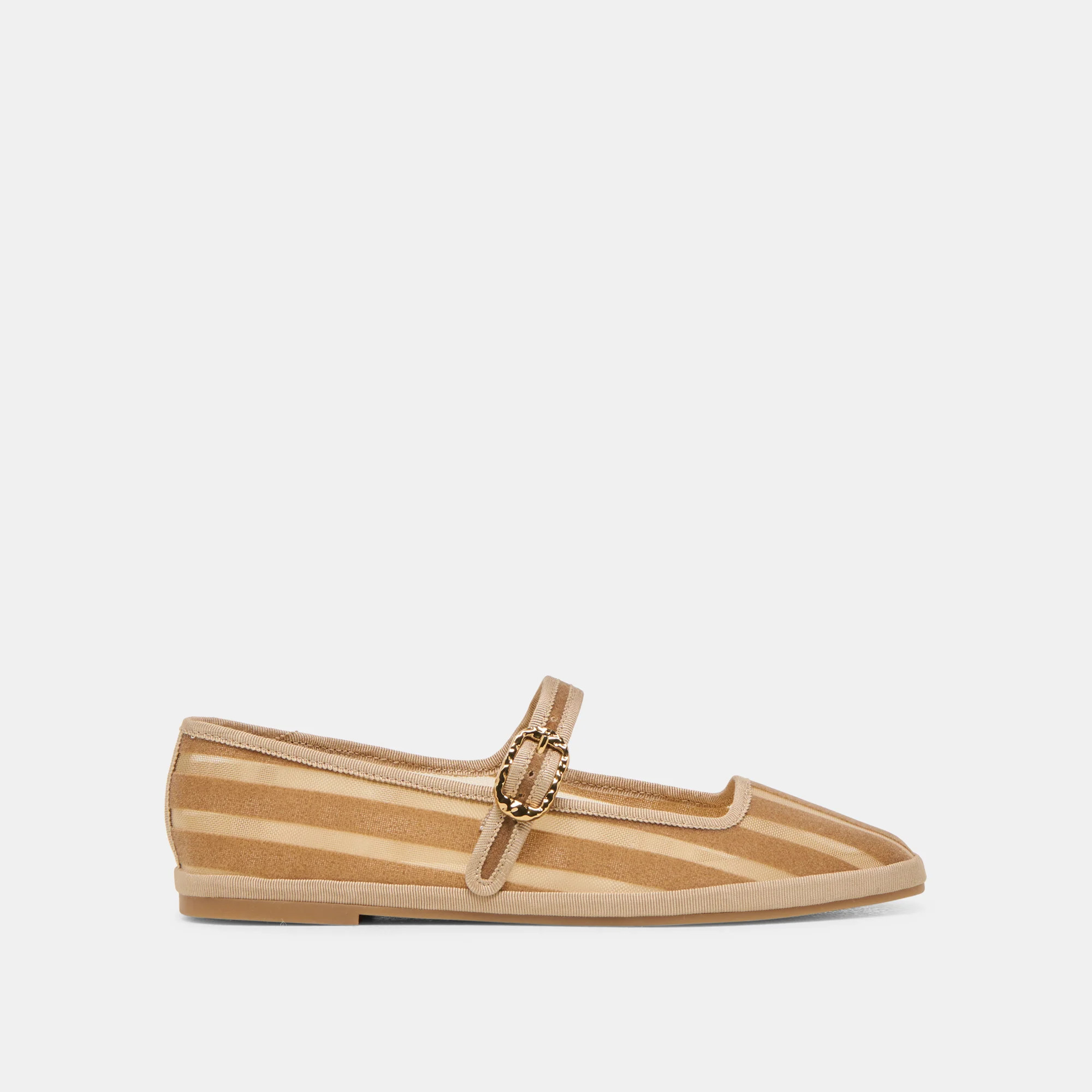 Tameka Ballet Flats Tan Stripe Mesh | DolceVita.com