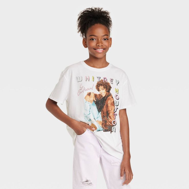 Girls' Whitney Houston Oversized Graphic T-Shirt - art class™ White | Target