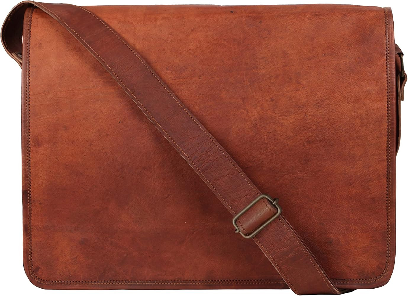 RUSTIC TOWN 15 inch Vintage Crossbody Genuine Leather Laptop Messenger Bag | Amazon (US)