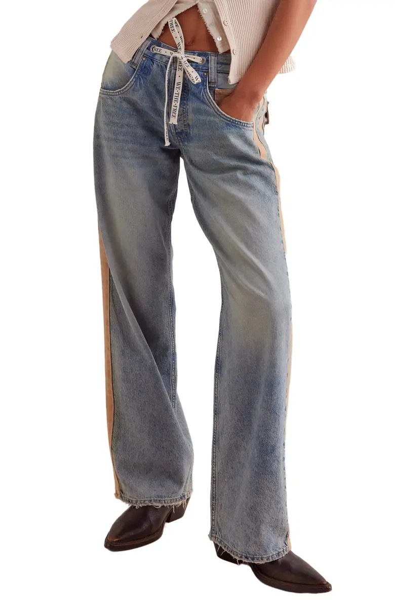 We the Free Zambi Side Stripe Slouchy Straight Leg Jeans | Nordstrom