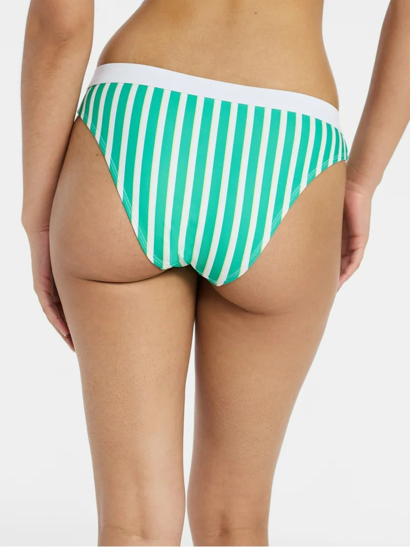 No Boundaries Sporty Striped Low-Rise Bikini Bottoms, Women’s XXS-XXL | Walmart (US)