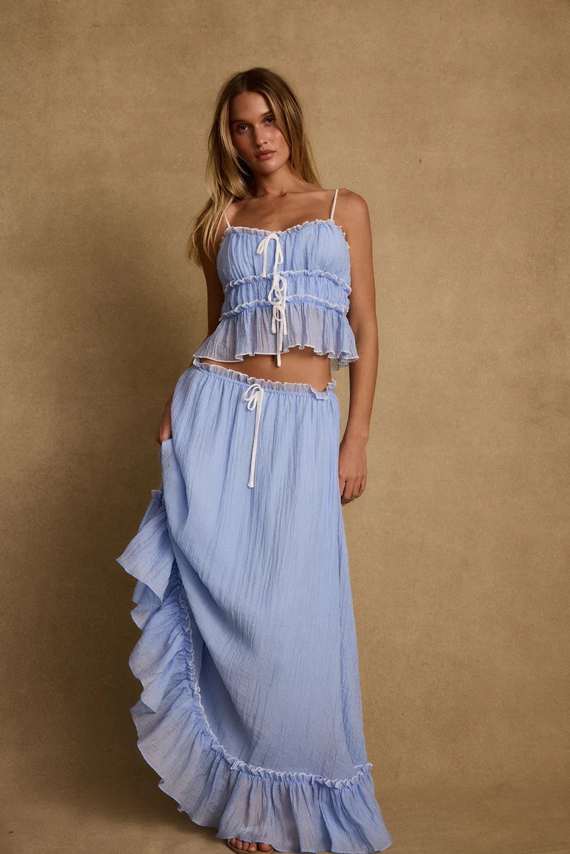 Dahlia Blue Maxi Skirt | 12th Tribe